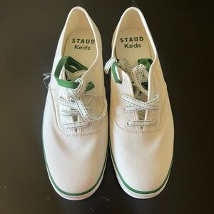 Keds x Staud Champion Canvas White / Green Sneakers